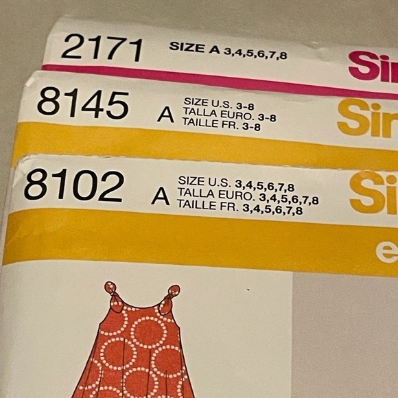 Three Simplicity girls dress patterns uncut Sarah rose ruby jeans closet size A - Picture 5 of 10